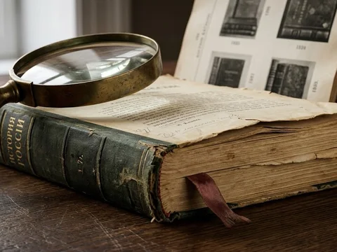 Аукционный каталог, советские книги авангарда и детские издания 1920-х годов на столе букиниста